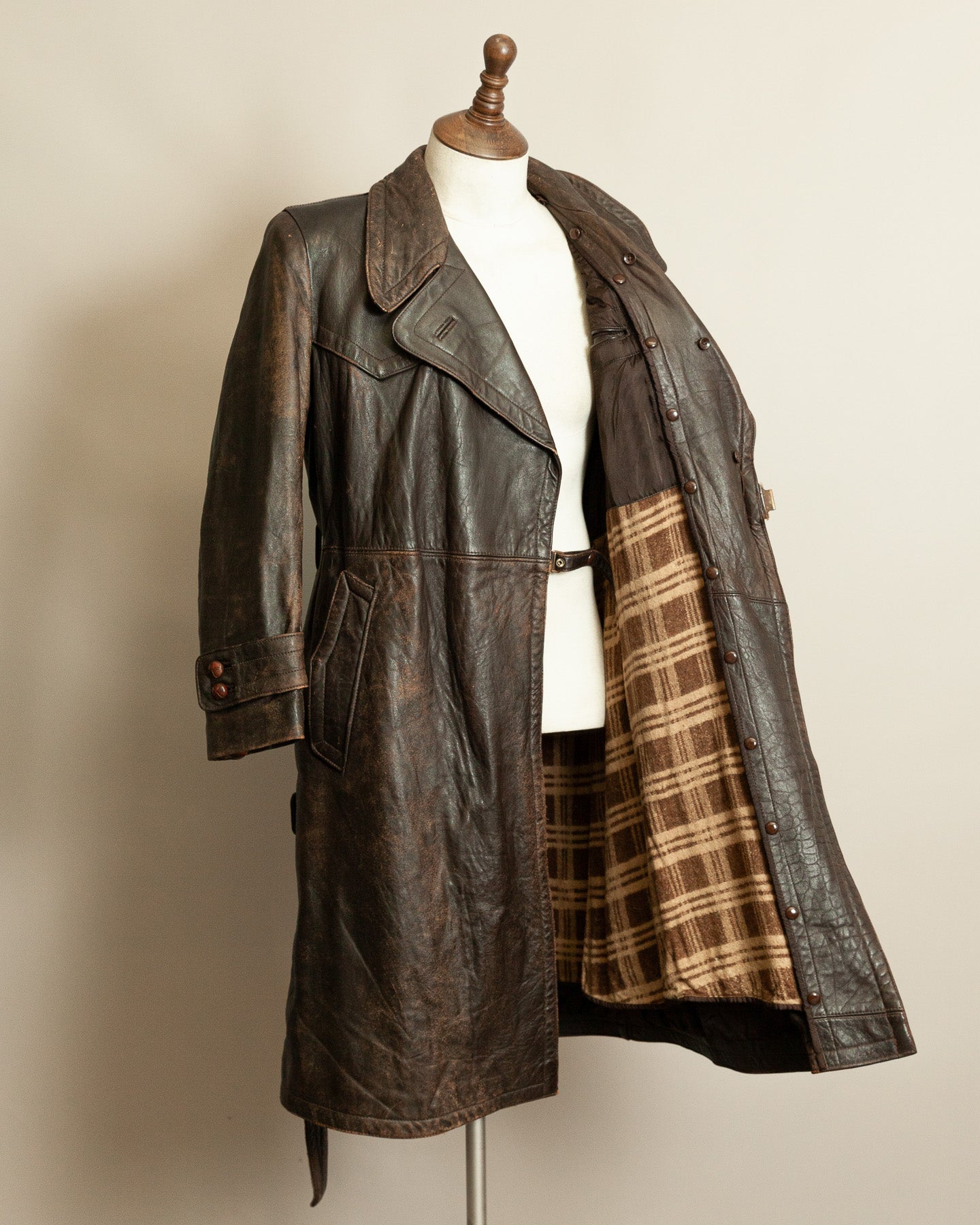 WWII German Senior Officer Leather Trench Coat, circa 1940s