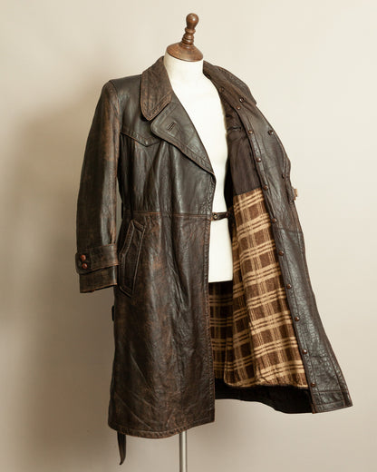 WWII German Senior Officer Leather Trench Coat, circa 1940s