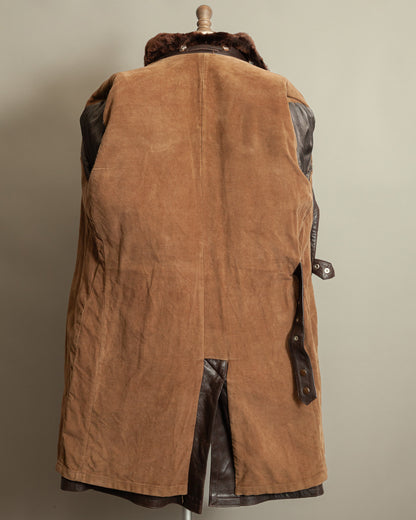 1940s German Vintage Ledermantel Leather Trench Coat "Fur Collar"