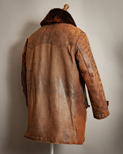 1940s French Resistance Leather Trench Coat - XL (46)