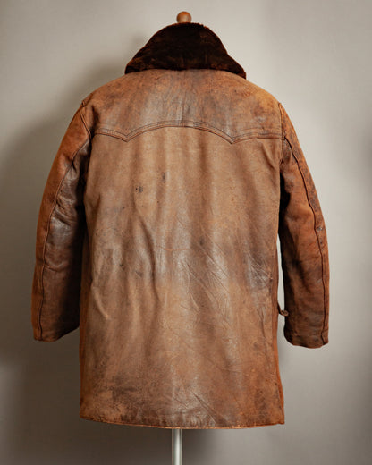 1940s French Resistance Leather Trench Coat - XL (46)