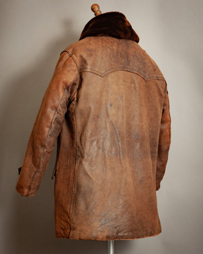 1940s French Resistance Leather Trench Coat - XL (46)