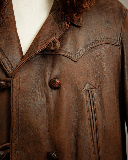 1940s French Resistance Leather Trench Coat - XL (46)