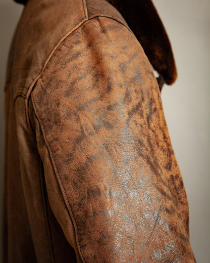 1940s French Resistance Leather Trench Coat - XL (46)