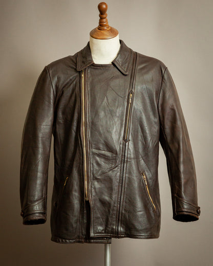 Vintage WW2 German Horsehide Leather Motorcycle Jacket - Large (44-46)