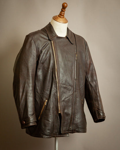 Vintage WW2 German Horsehide Leather Motorcycle Jacket - Large (44-46)