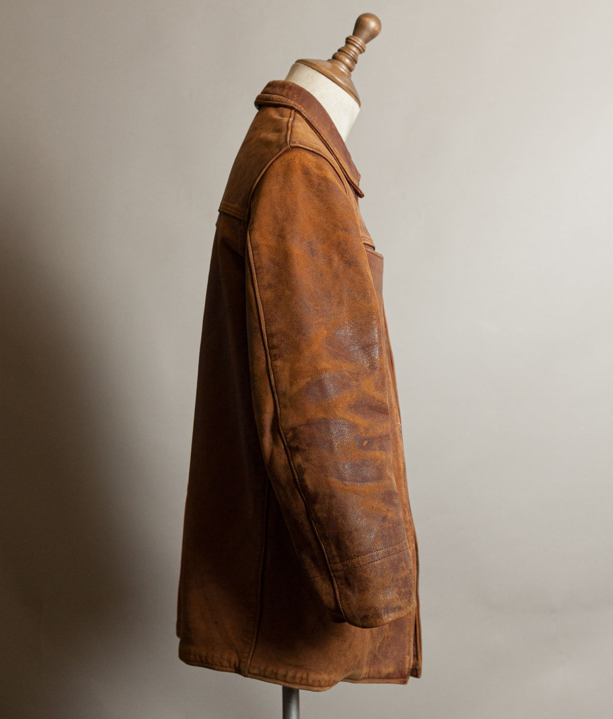 Vintage 1940s–50s French Grillon Cognac Sheepskin Workwear Jacket