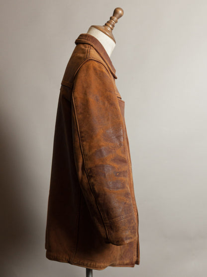 Vintage 1940s–50s French Grillon Cognac Sheepskin Workwear Jacket