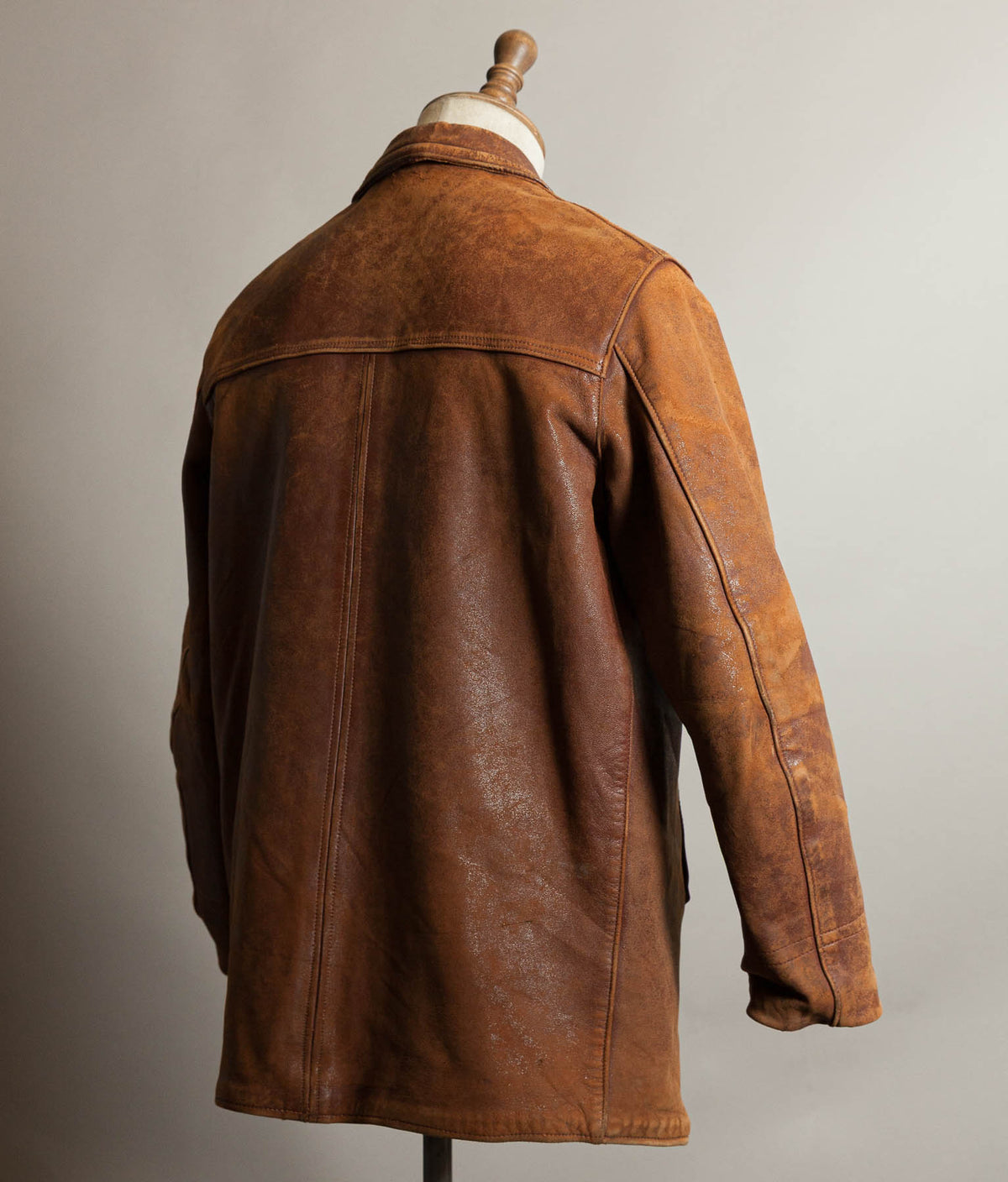 Vintage 1940s–50s French Grillon Cognac Sheepskin Workwear Jacket
