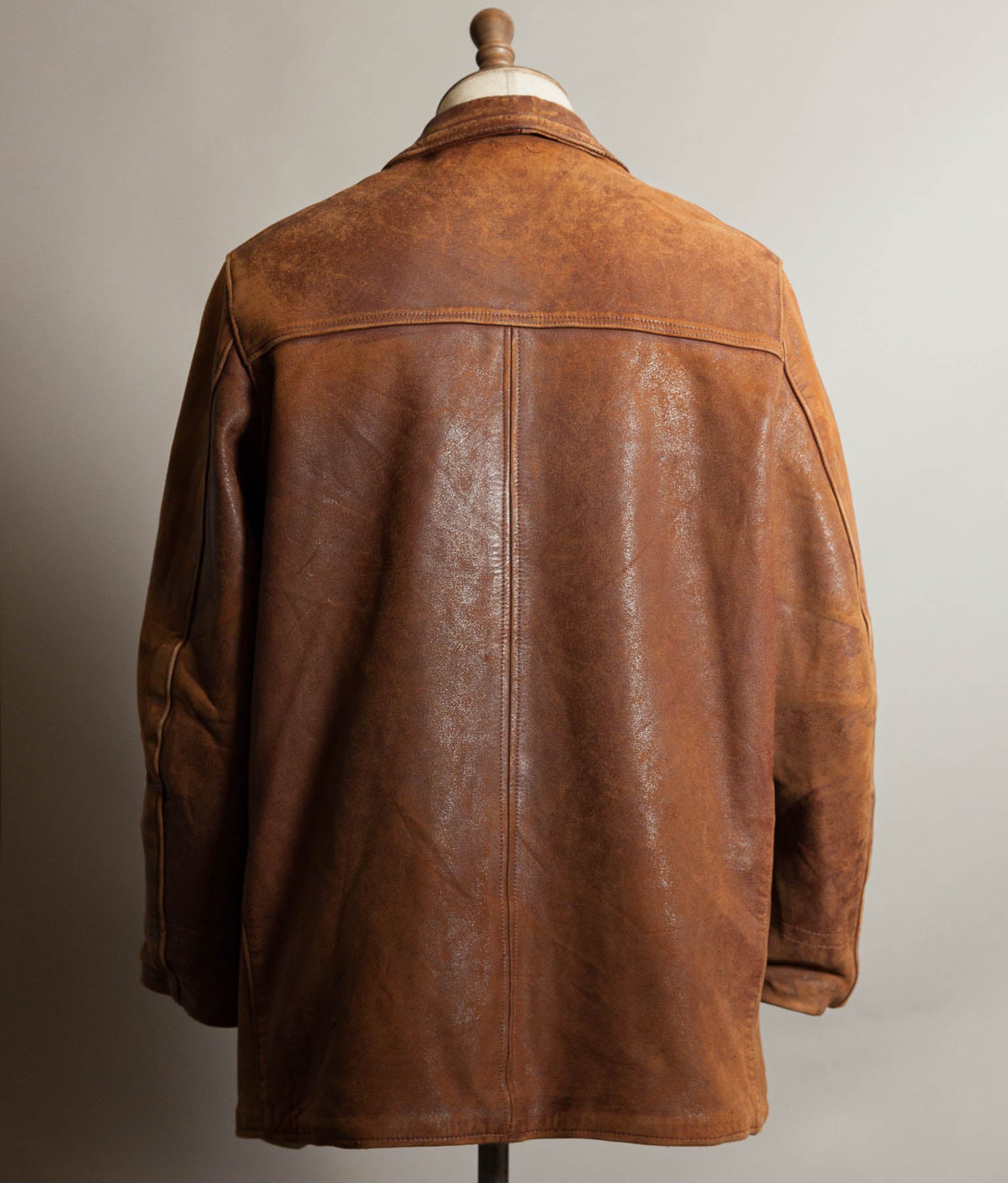 Vintage 1940s–50s French Grillon Cognac Sheepskin Workwear Jacket