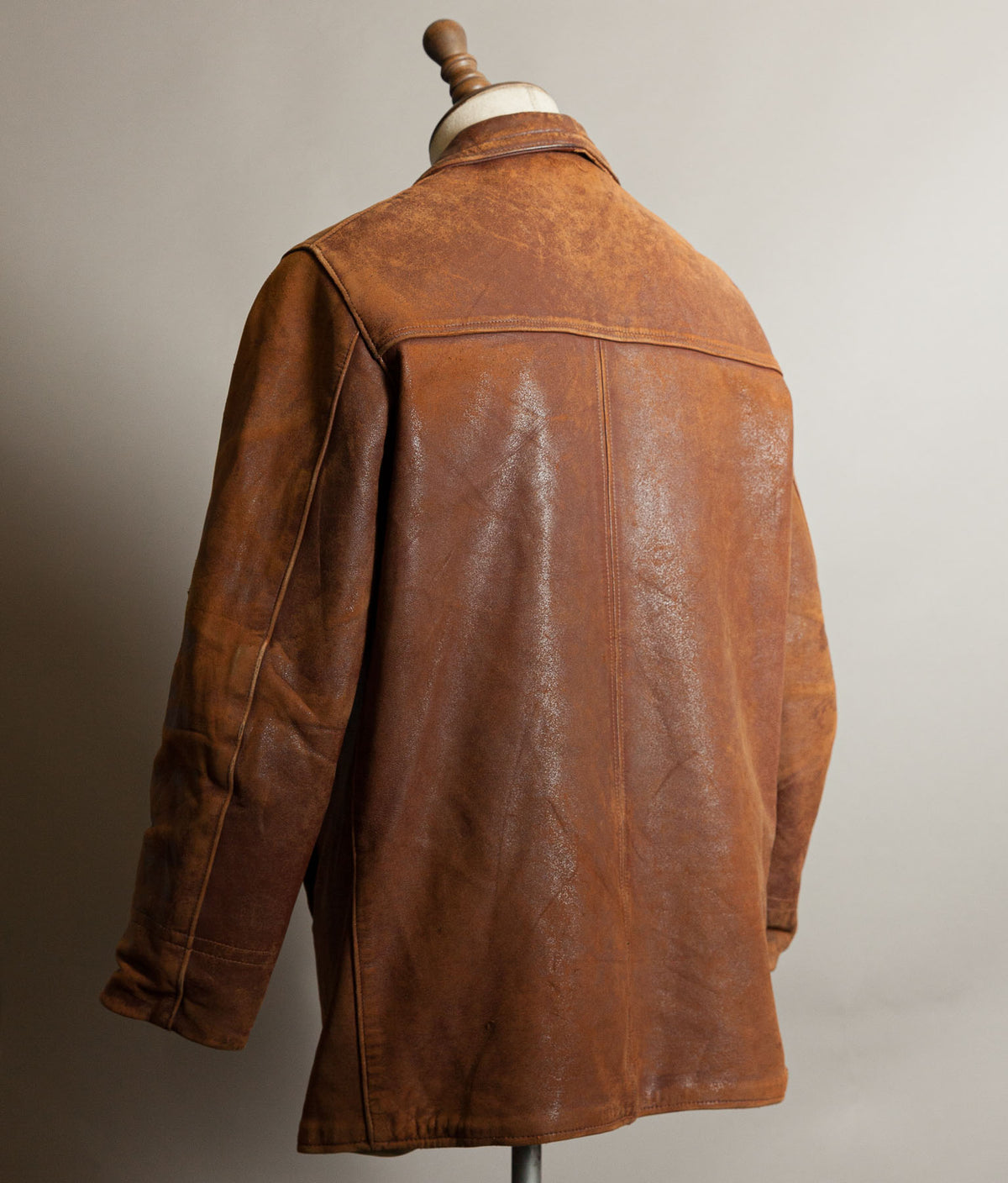 Vintage 1940s–50s French Grillon Cognac Sheepskin Workwear Jacket