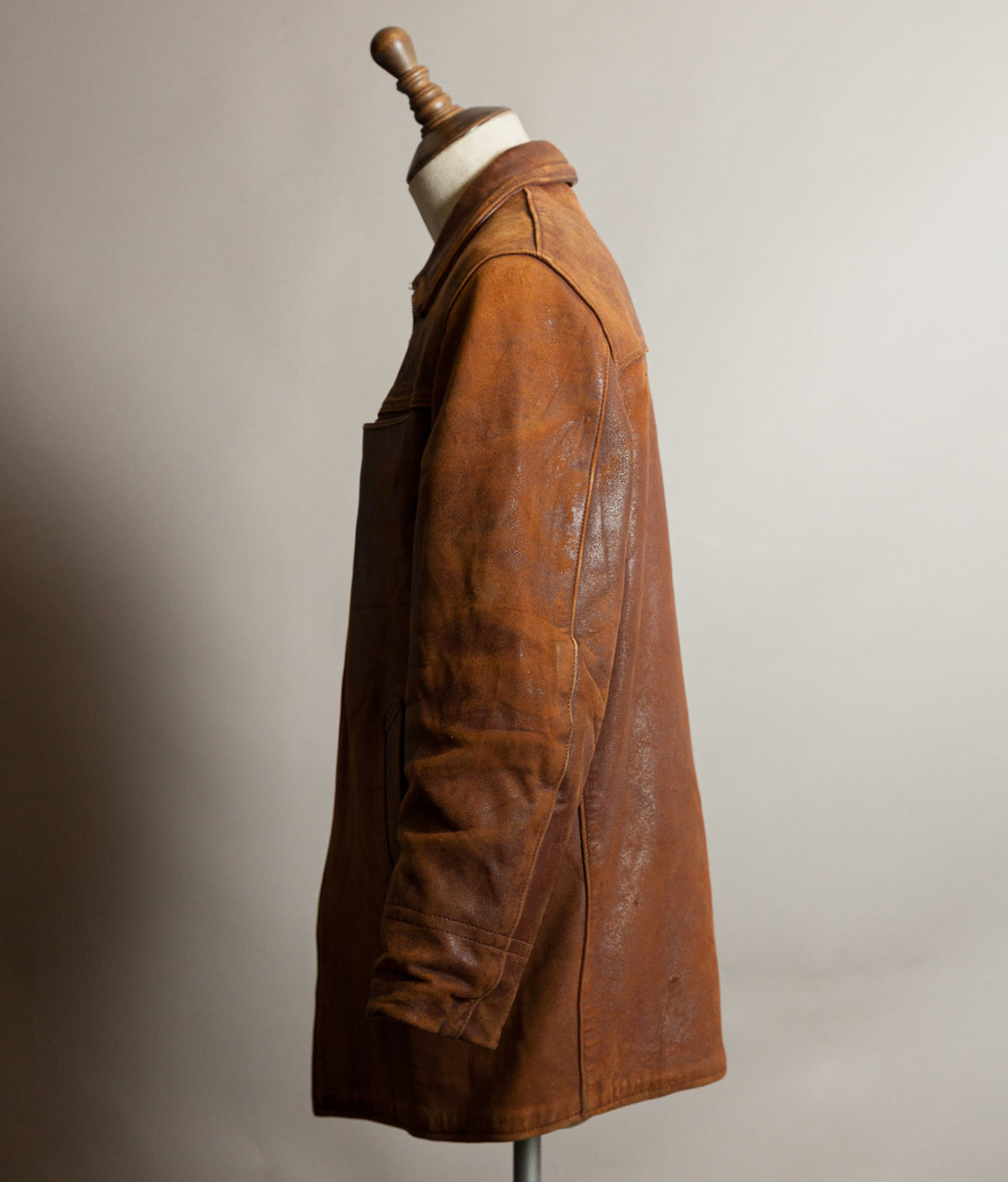 Vintage 1940s–50s French Grillon Cognac Sheepskin Workwear Jacket