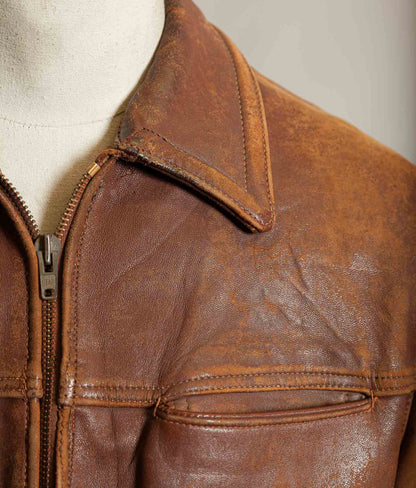Vintage 1940s–50s French Grillon Cognac Sheepskin Workwear Jacket