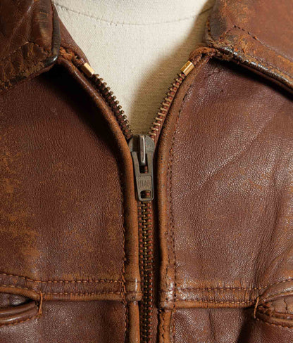 Vintage 1940s–50s French Grillon Cognac Sheepskin Workwear Jacket