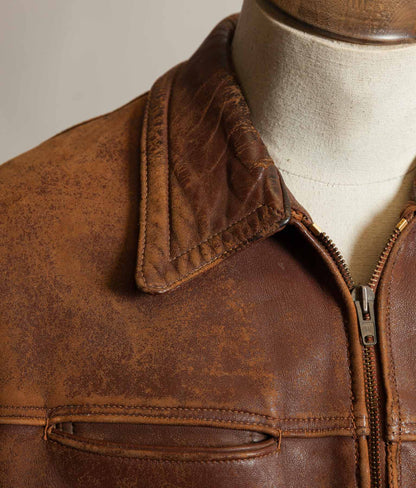 Vintage 1940s–50s French Grillon Cognac Sheepskin Workwear Jacket