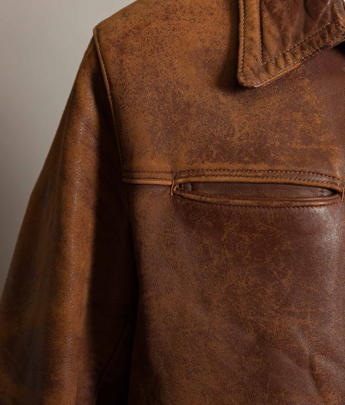 Vintage 1940s–50s French Grillon Cognac Sheepskin Workwear Jacket