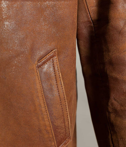 Vintage 1940s–50s French Grillon Cognac Sheepskin Workwear Jacket