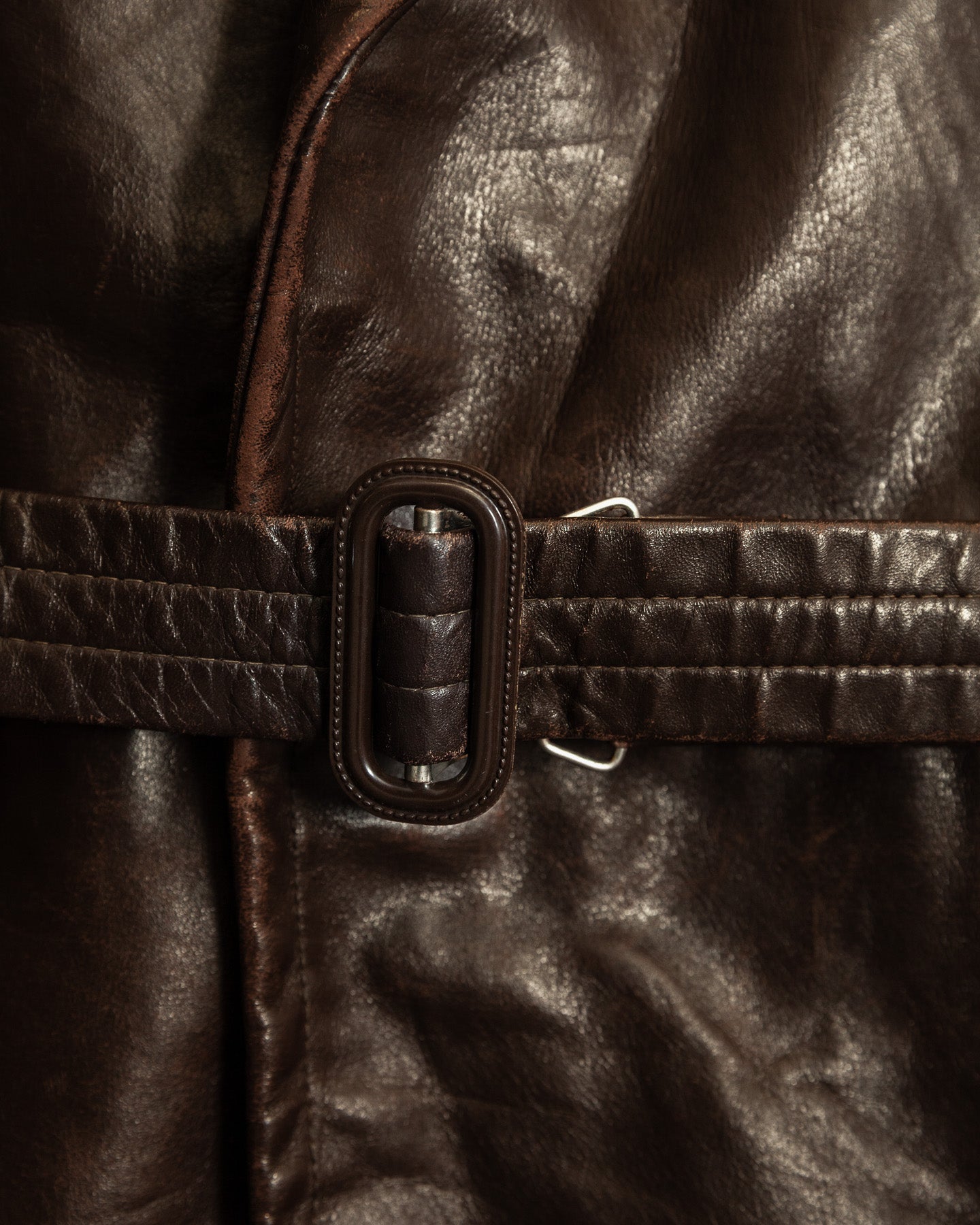 Vintage 1940s Horsehide Leather Trench Coat - Czechoslovakia Cold War