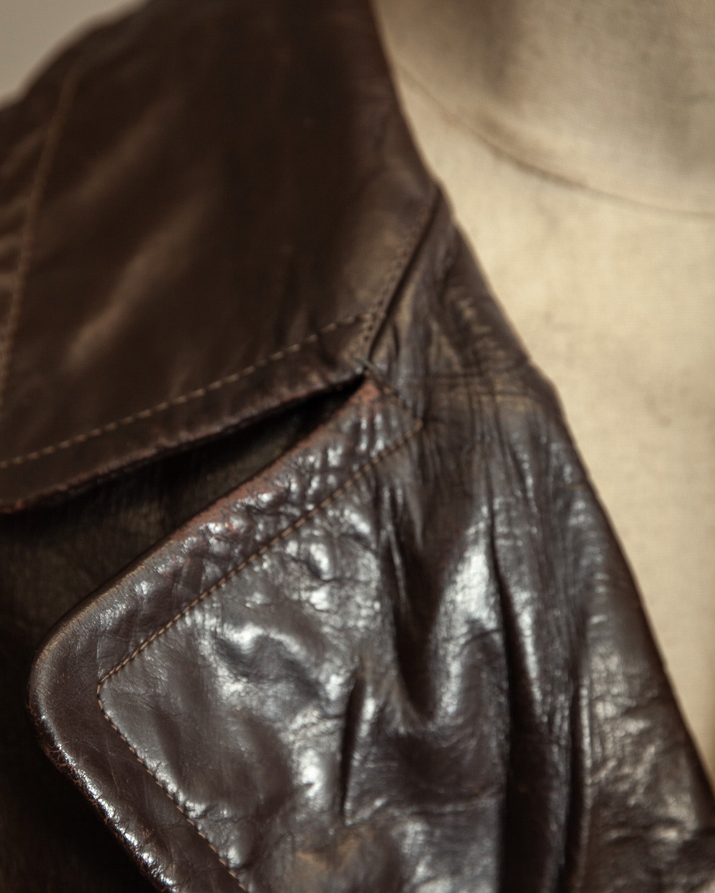 Vintage 1940s Horsehide Leather Trench Coat - Czechoslovakia Cold War