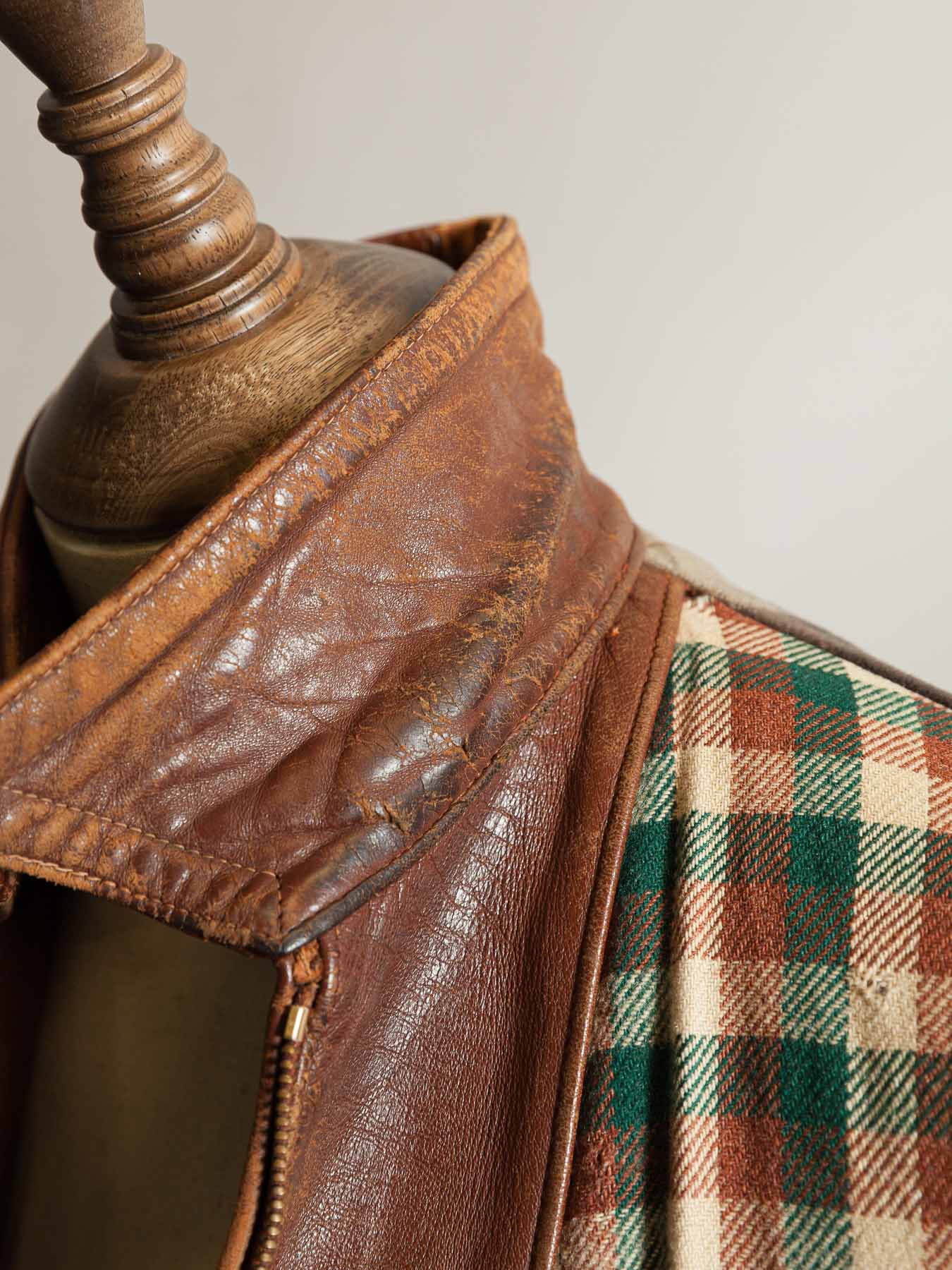 Vintage 1940s–50s French Grillon Cognac Sheepskin Workwear Jacket