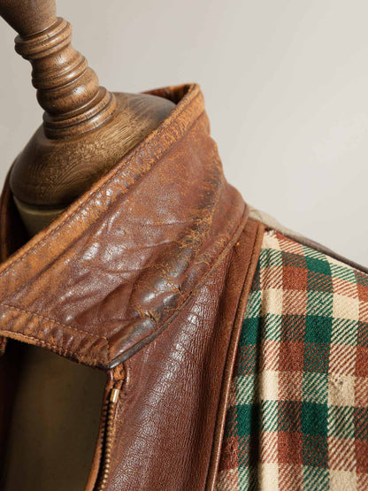 Vintage 1940s–50s French Grillon Cognac Sheepskin Workwear Jacket