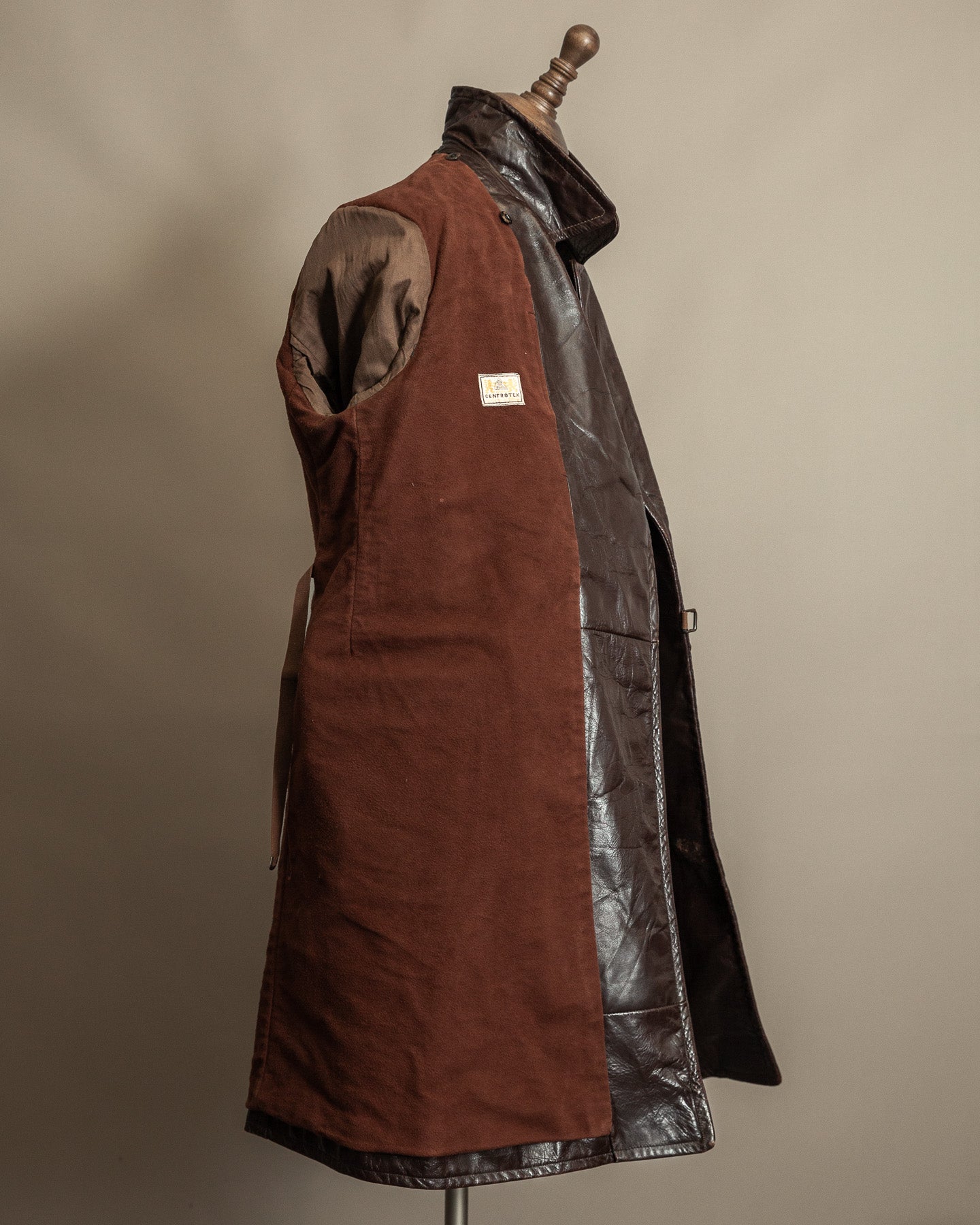 Vintage 1940s Horsehide Leather Trench Coat - Czechoslovakia Cold War
