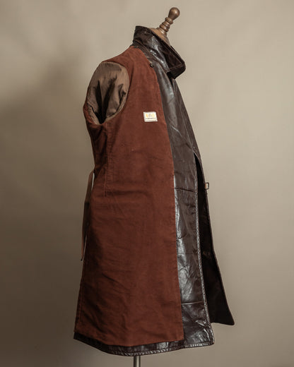 Vintage 1940s Horsehide Leather Trench Coat - Czechoslovakia Cold War