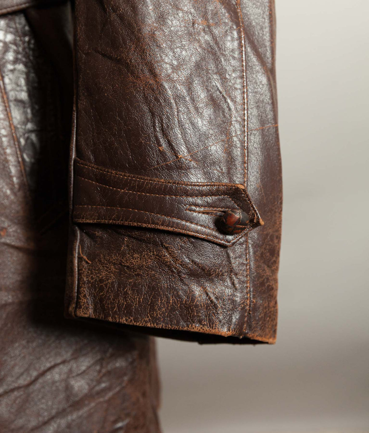 Vintage 1930s–40s French Cowhide Double-Breasted Motoring Coat