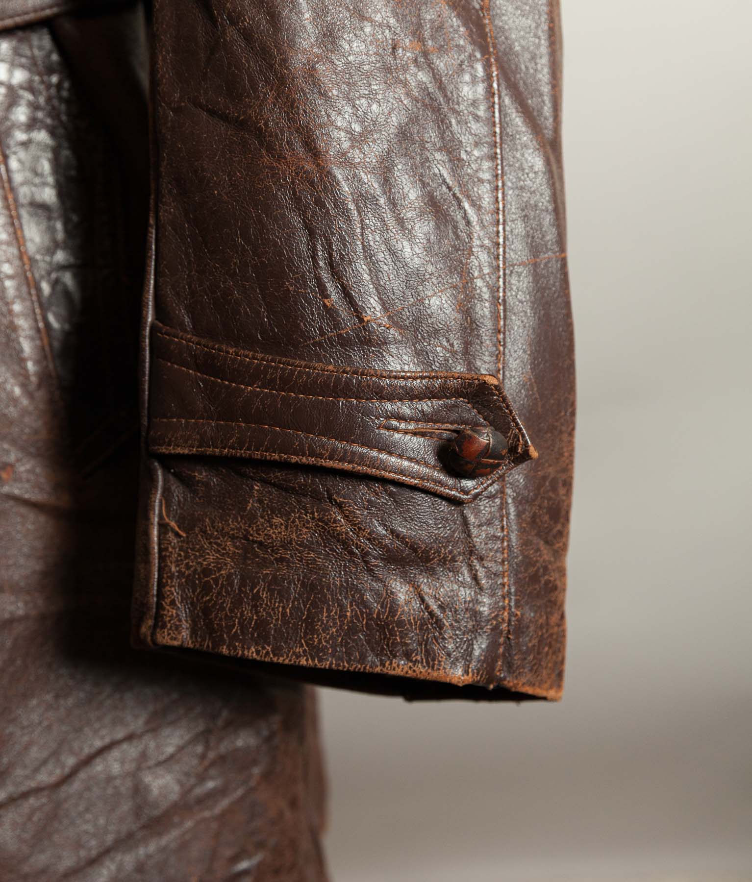 Vintage 1930s–40s French Cowhide Double-Breasted Motoring Coat