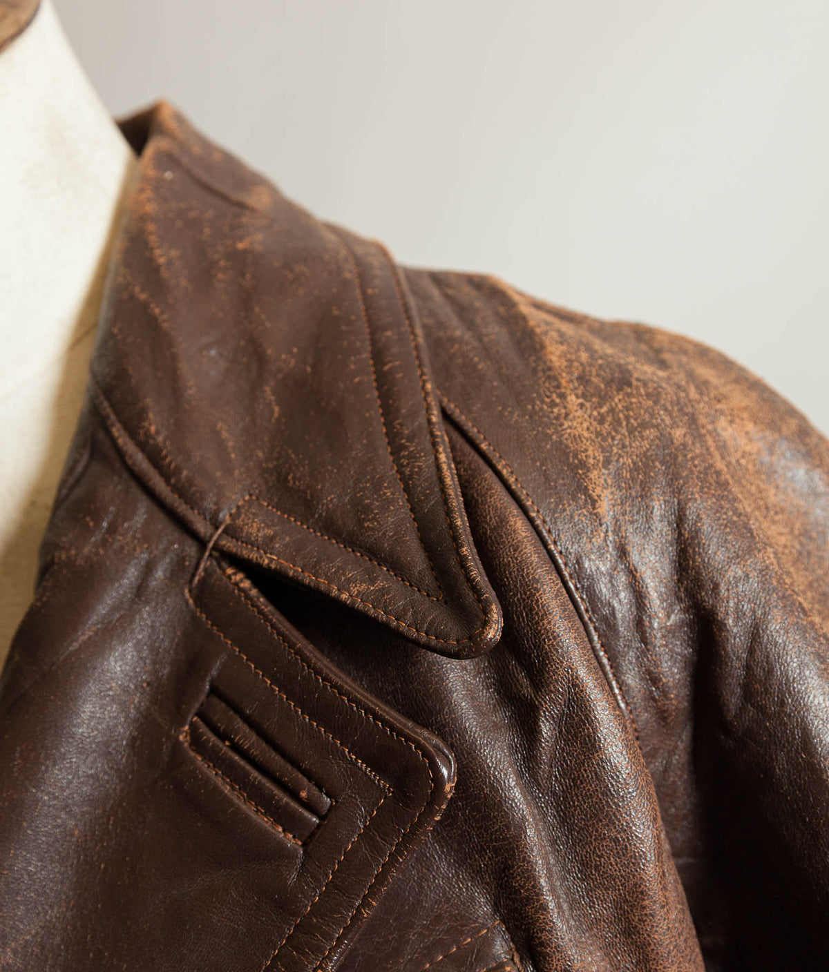 Vintage 1930s–40s French Cowhide Double-Breasted Motoring Coat