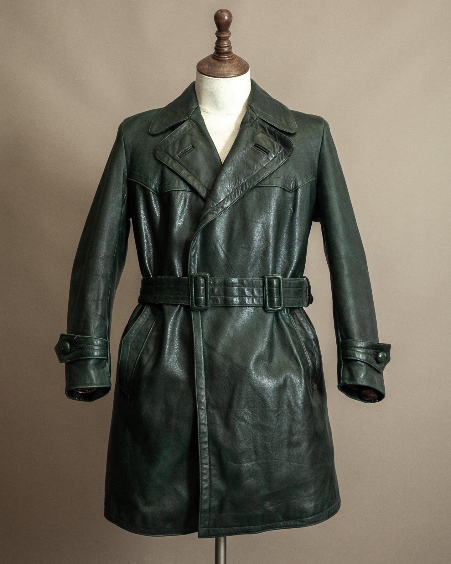 Vintage WW2 German Officers Leather Trench Coat
