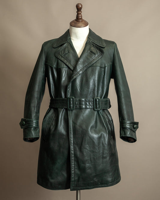 Vintage 1940s German Horsehide Leather Trench Coat – Belted