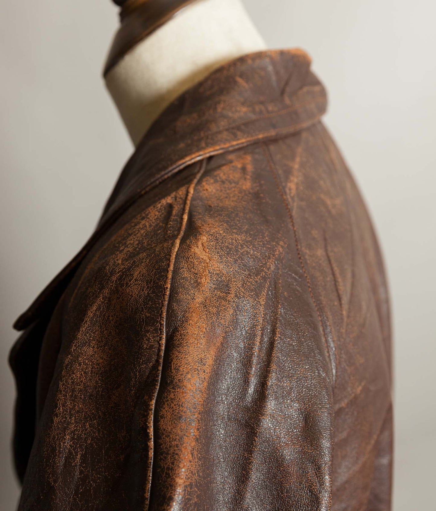 Vintage 1930s–40s French Cowhide Double-Breasted Motoring Coat