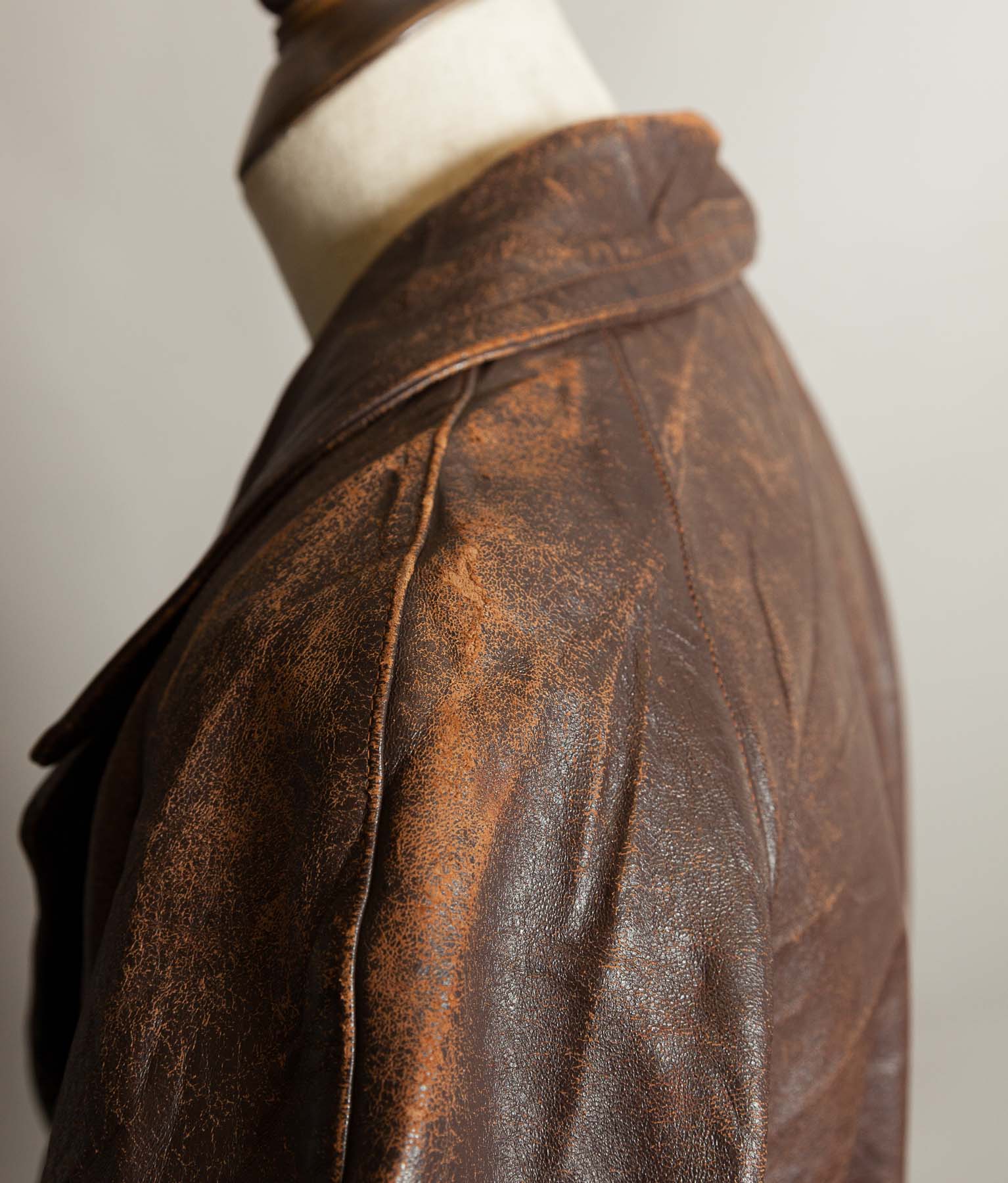 Vintage 1930s–40s French Cowhide Double-Breasted Motoring Coat