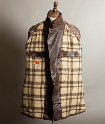Vintage 1930s–40s French Cowhide Double-Breasted Motoring Coat