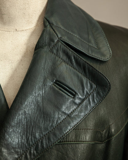 Vintage WW2 German Officers Leather Trench Coat