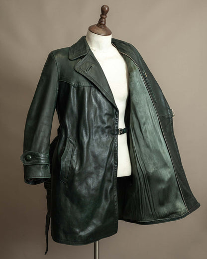 Vintage WW2 German Officers Leather Trench Coat