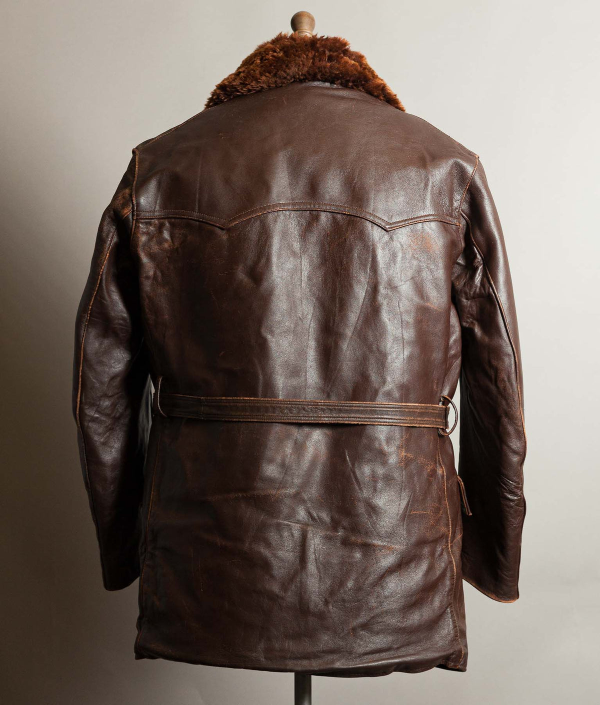 Vintage 1940s French ‘Canadienne’ Barnstormer Mackinaw Leather Coat