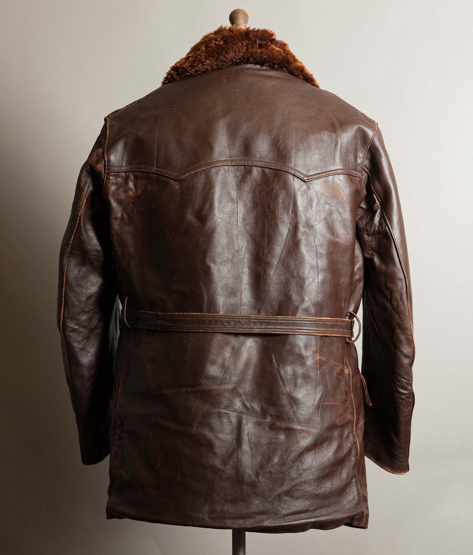 Vintage 1940s French ‘Canadienne’ Barnstormer Mackinaw Leather Coat