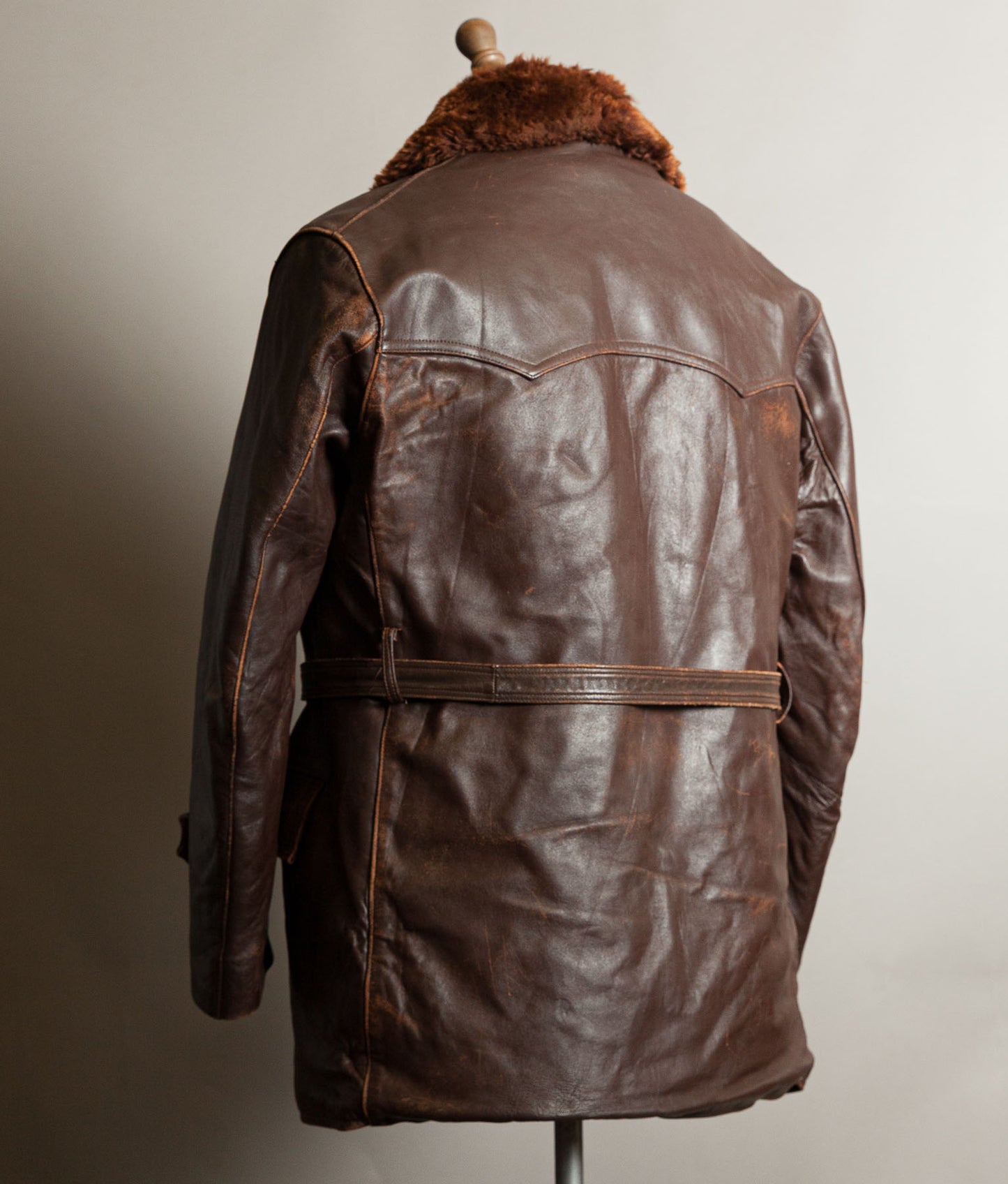 Vintage 1940s French ‘Canadienne’ Barnstormer Mackinaw Leather Coat