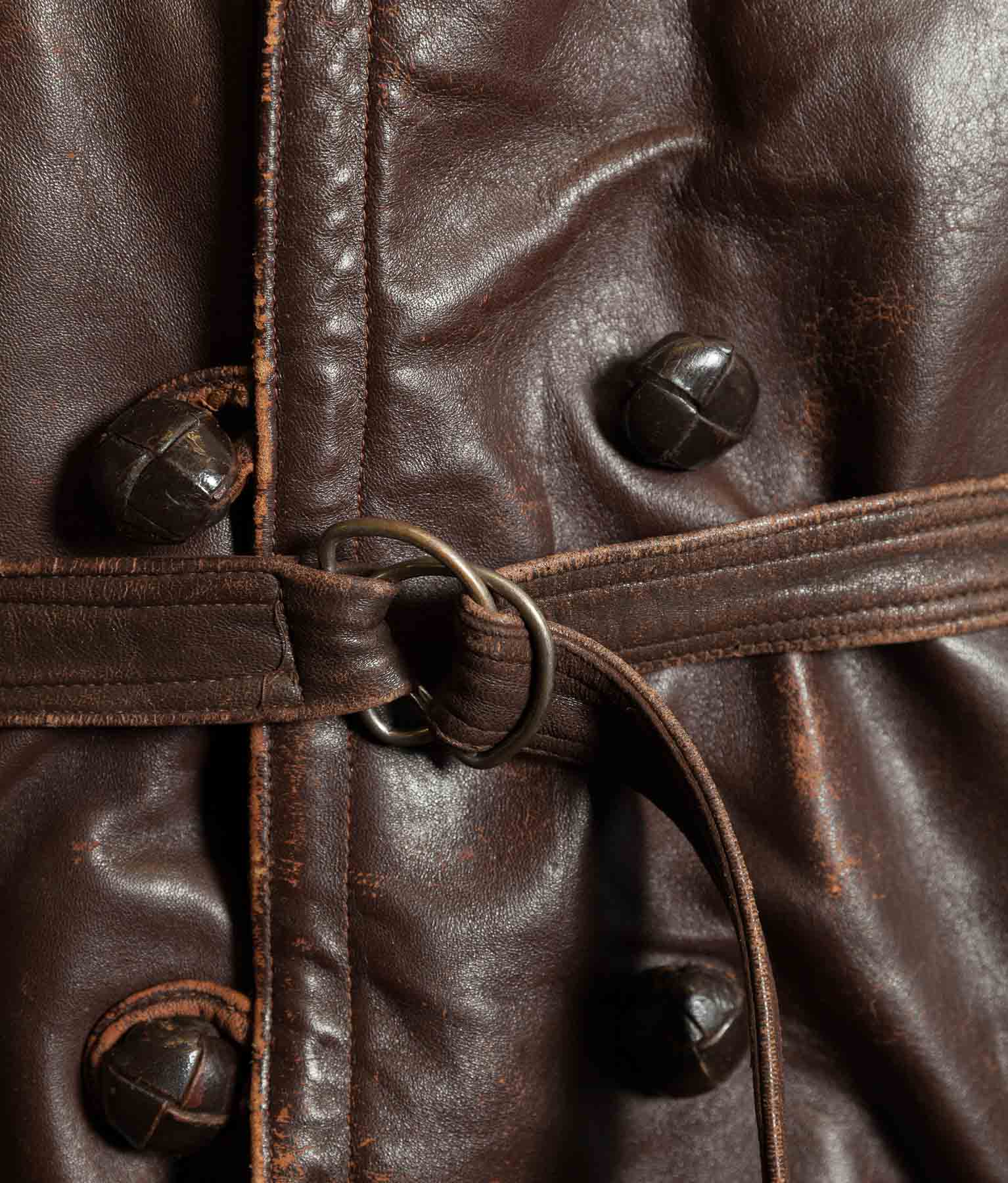 Vintage 1940s French ‘Canadienne’ Barnstormer Mackinaw Leather Coat