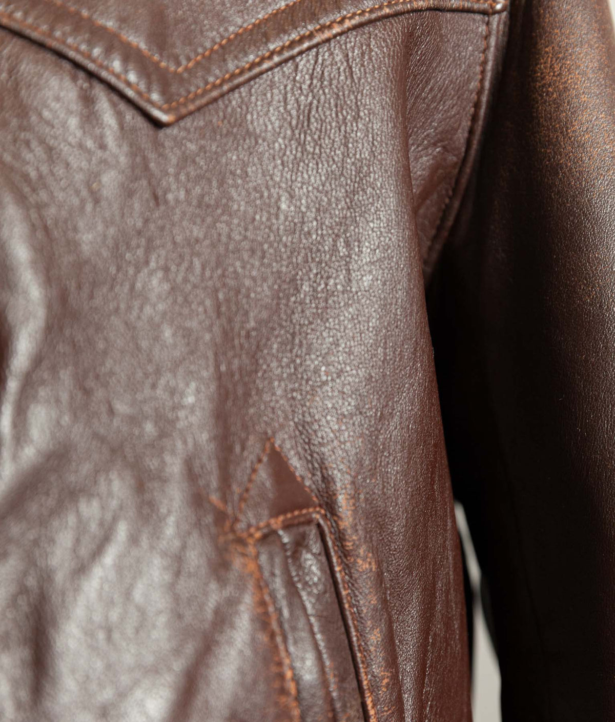 Vintage 1940s French ‘Canadienne’ Barnstormer Mackinaw Leather Coat
