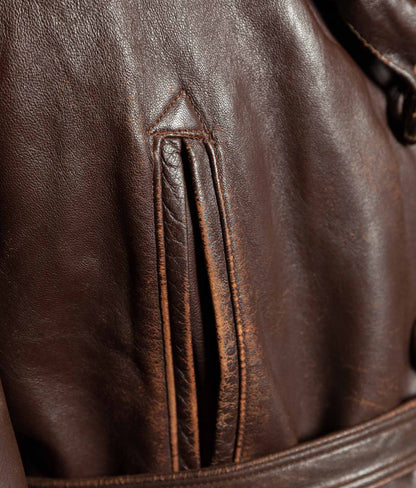 Vintage 1940s French ‘Canadienne’ Barnstormer Mackinaw Leather Coat