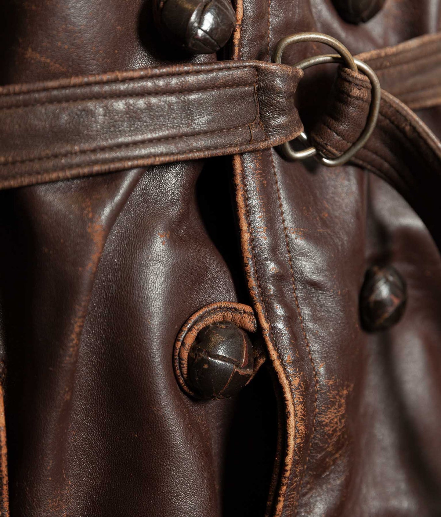 Vintage 1940s French ‘Canadienne’ Barnstormer Mackinaw Leather Coat