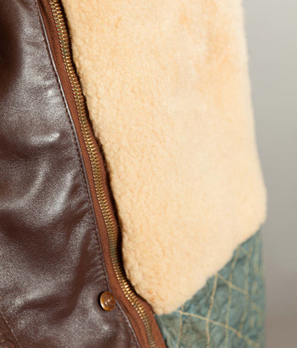 Vintage 1940s French ‘Canadienne’ Barnstormer Mackinaw Leather Coat