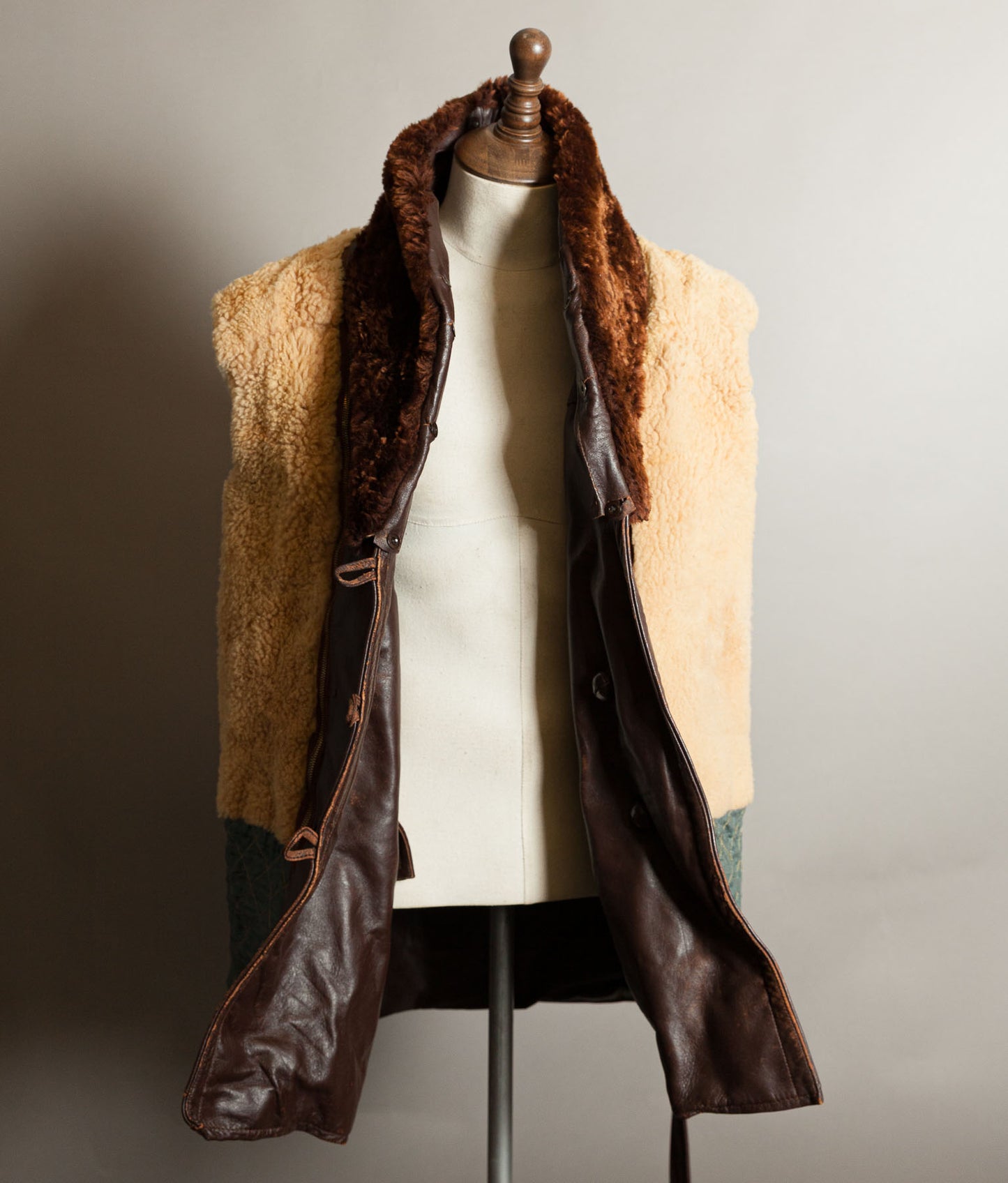 Vintage 1940s French ‘Canadienne’ Barnstormer Mackinaw Leather Coat