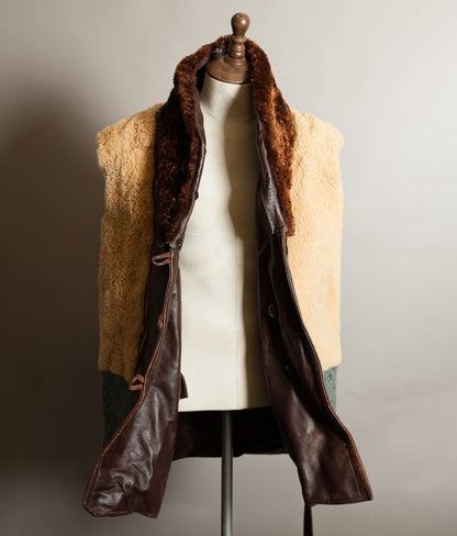 Vintage 1940s French ‘Canadienne’ Barnstormer Mackinaw Leather Coat