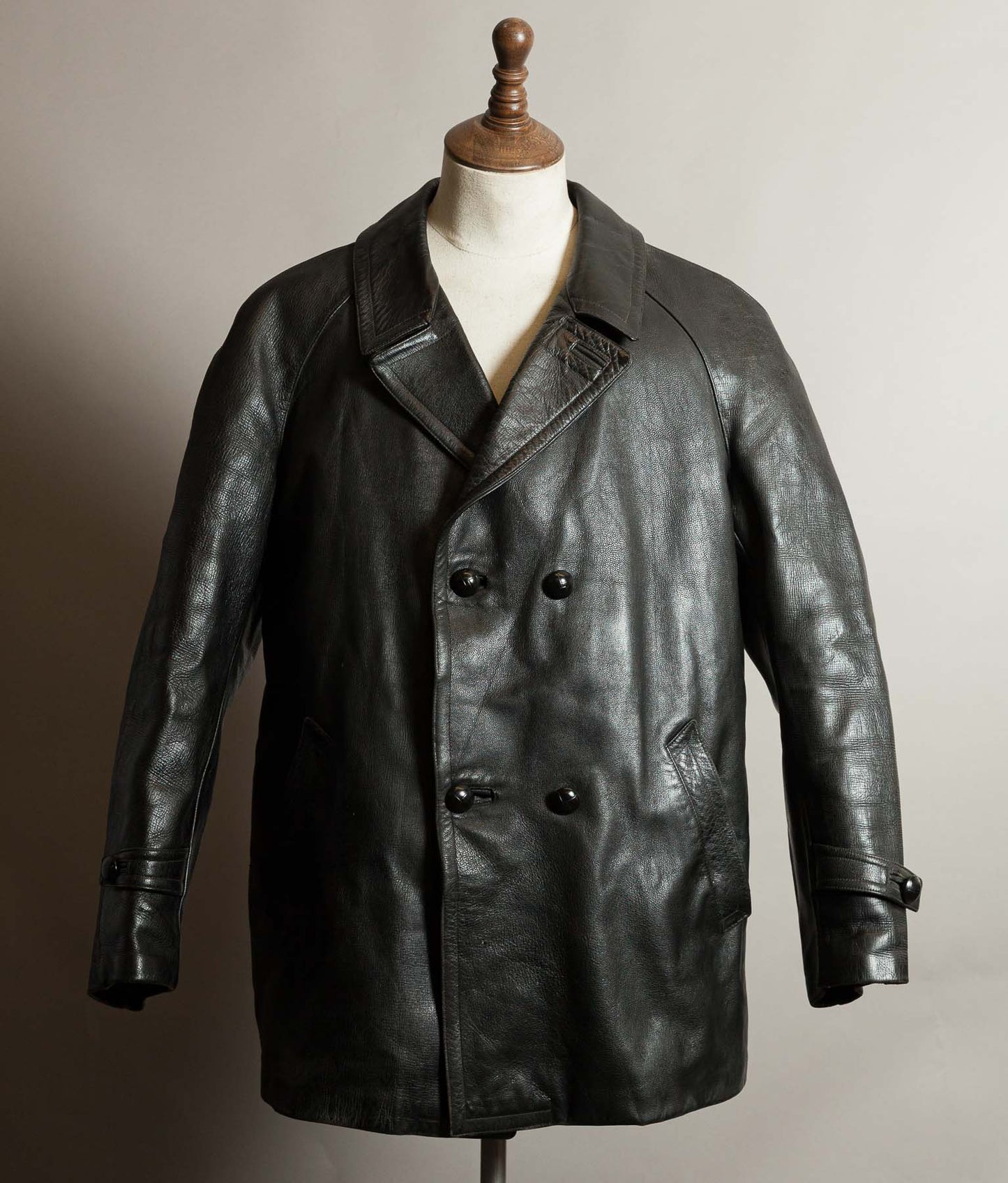 Vintage 1960s French Police Patrol Goatskin Leather Coat