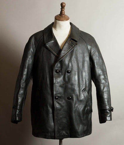 Vintage 1960s French Police Patrol Goatskin Leather Coat
