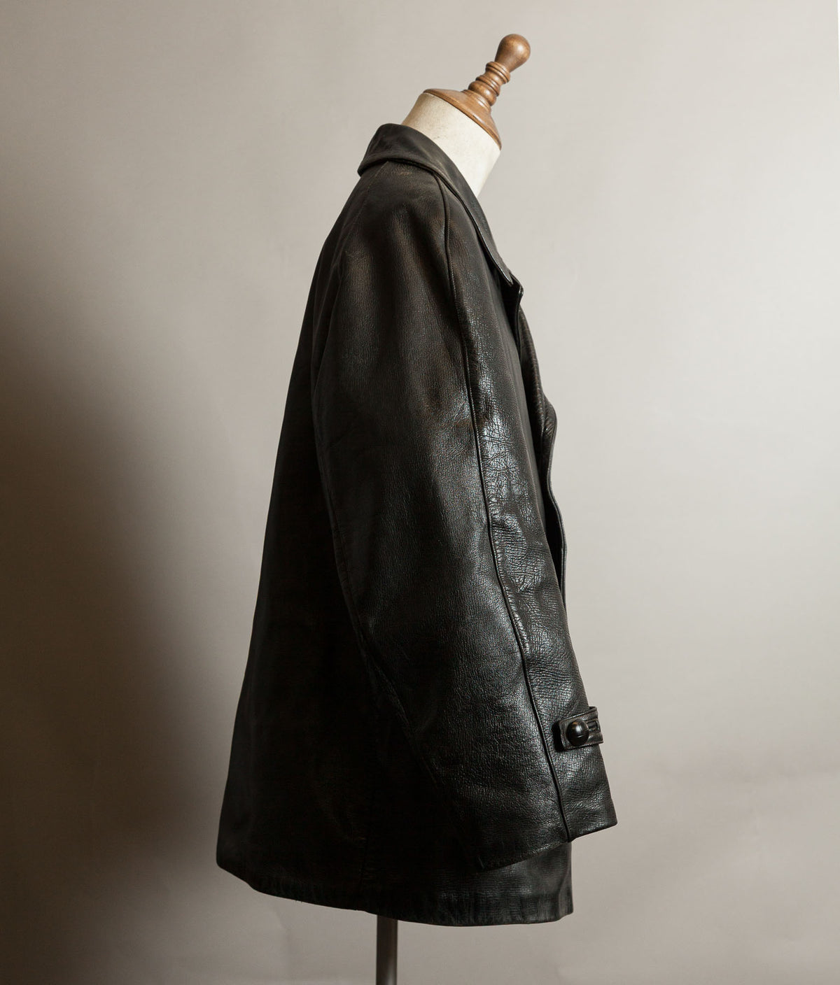 Vintage 1960s French Police Patrol Goatskin Leather Coat